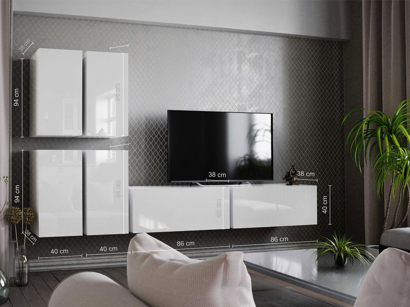 Mobilier living Brefio (alb + alb lucios)