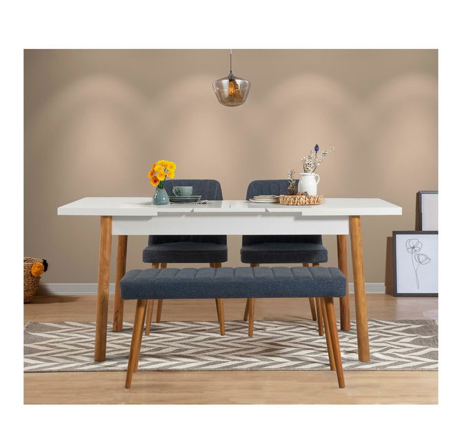 Set mobilier sufragerie Vlasta 4 (pin atlantic + albastru marin) (pentru 4 persoane)