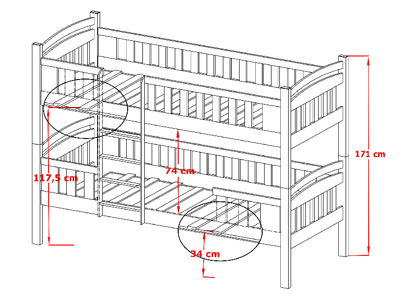 Dječji krevet 90 x 200 cm Fermin (s podnicom i prostorom za odlaganje) (bijela)