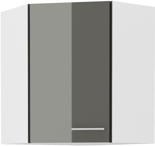 Felső sarok konyhaszekrény Lavera 60x60 GN-72 1F (45°) (korpus: fehér + front: fényes szürke)