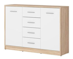 Comodă Nepo Plus 6 (stejar sonoma + alb) 