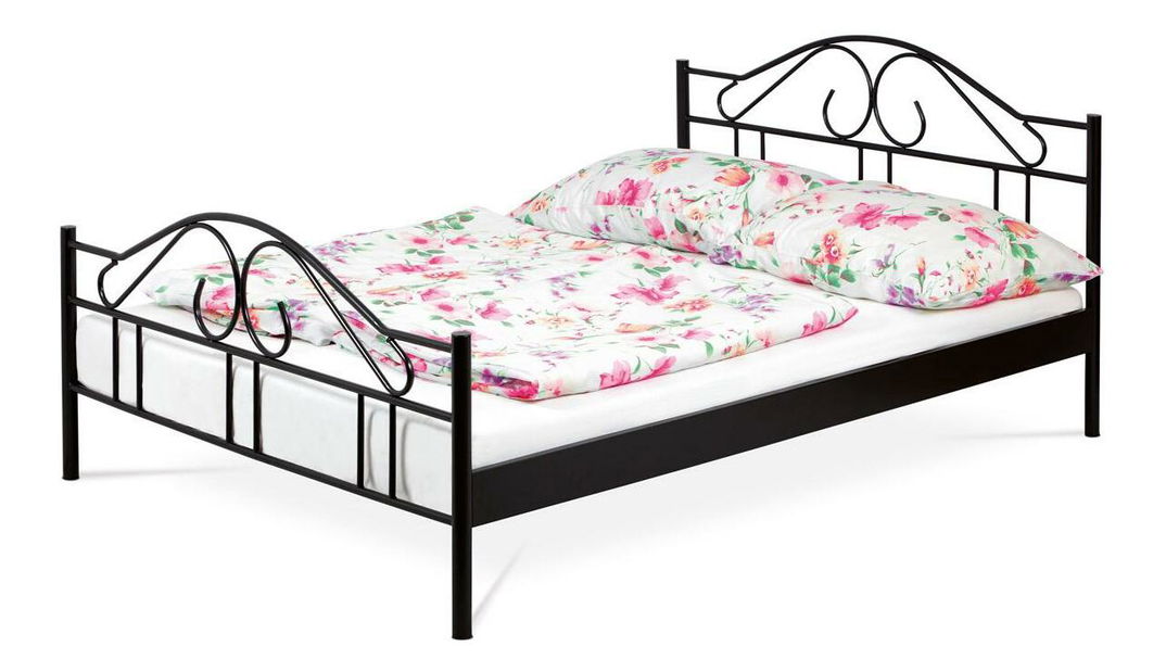 Pat metalic 140x200 Baste (negru lucios)