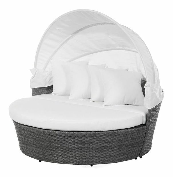 Kerti fotel árnyékoló kupolával LIS (polirattan) (szürke)