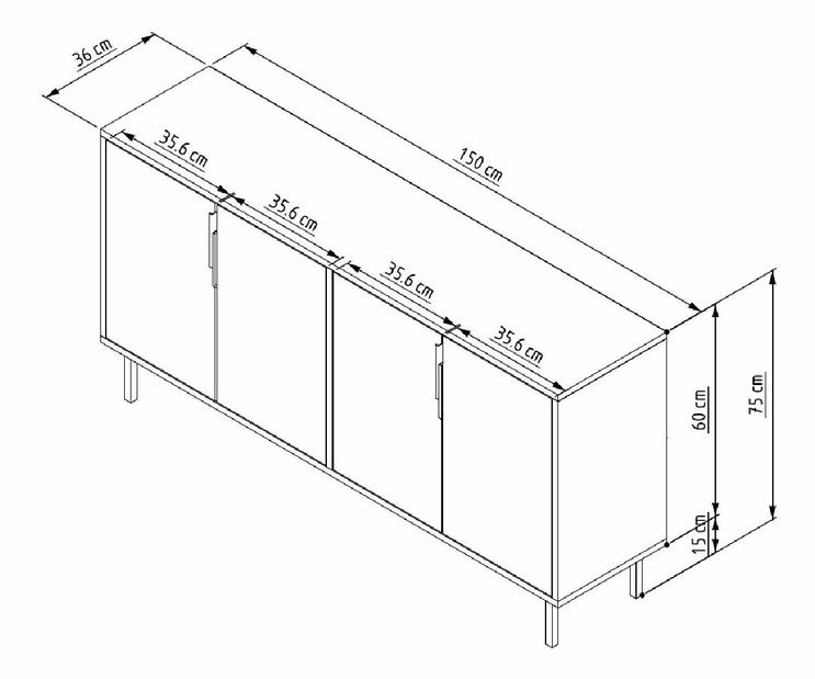 Komoda Lurky (safirni hrast)