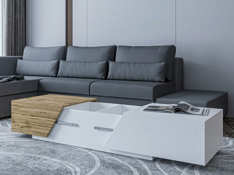 Set mobilier living Bokas II (Alb + Stejar wotan) 