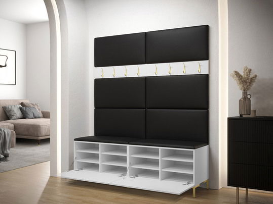 Set mobilier hol Frisala II (negru + Piele ecologică Soft 011 (negru)) *vânzare stoc