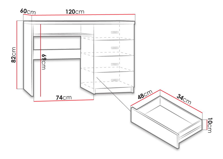 Písací stôl Nadenas N16 (jaseň tmavý)