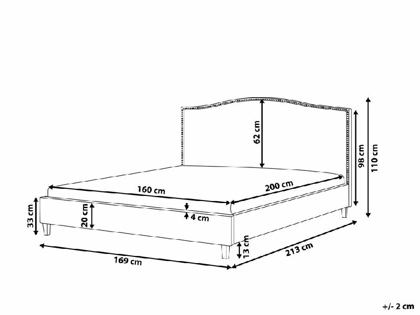 Manželská posteľ 160 cm MONTHY (s roštom a LED osvetlením) (tmavosivá)
