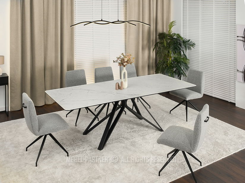 Jedálenský stôl Venda (biely mramor + čierna)