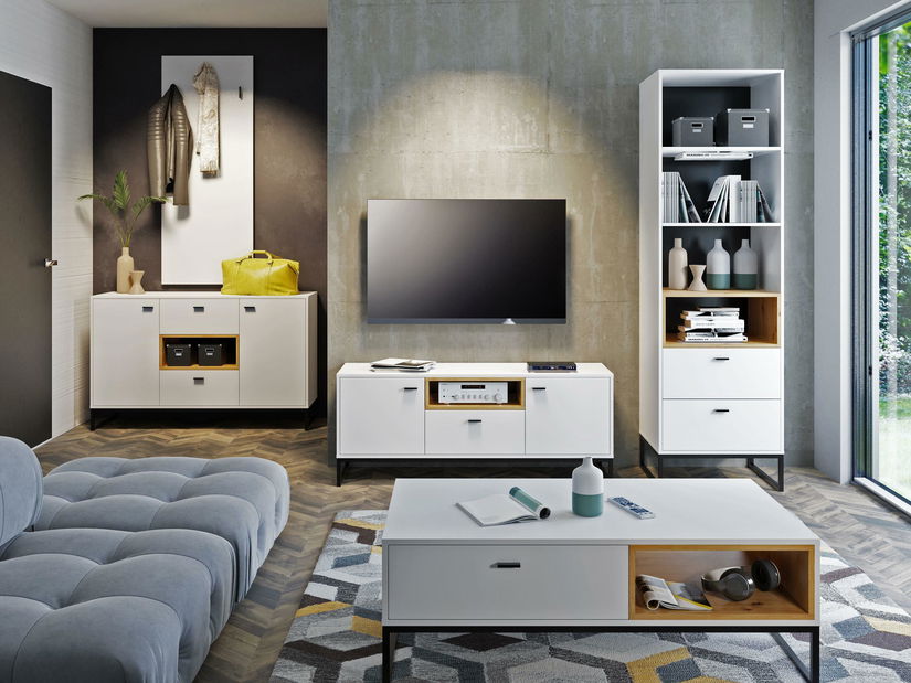 Mobilier living Oliver 2 (alb + stejar artisan)