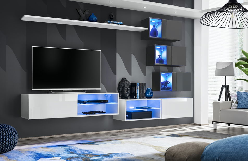 Set za dnevni boravak Shelly 27 WG SW 24 (bijela mat + bijela sjajna + grafit mat + grafit sjajni)