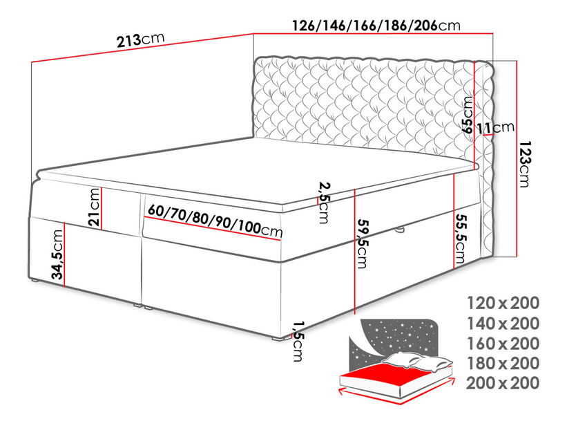 Kontinentálna posteľ 200x200 cm Tigline (hnedá) *bazár