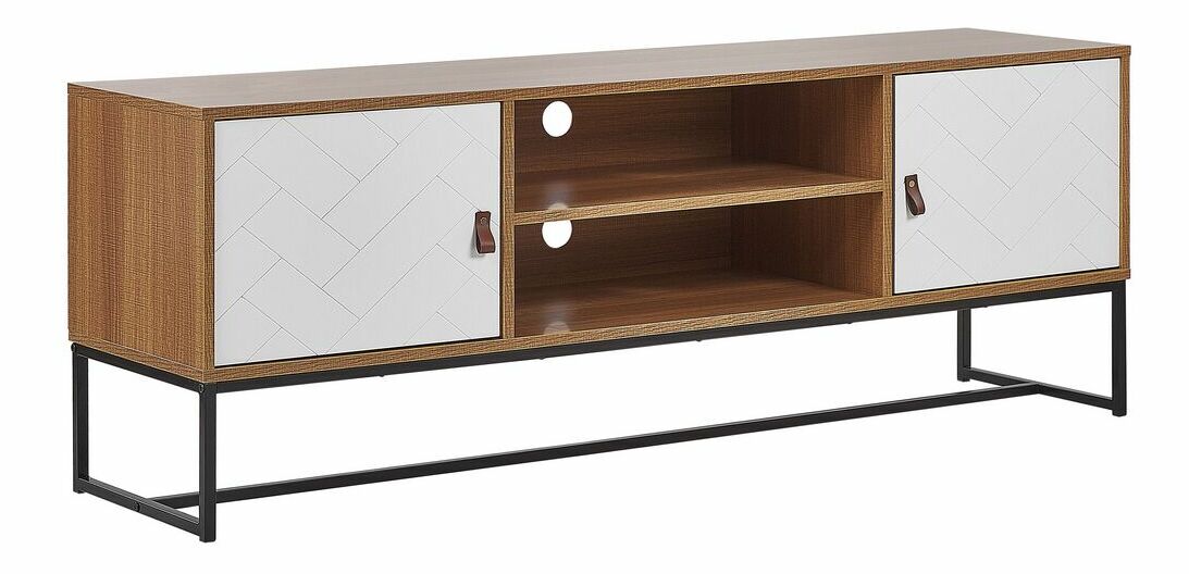 TV asztal/Szekrény NAVVEA (világos fa + fehér)