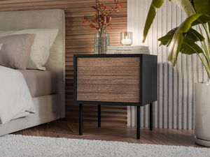 Set noćnih stolića (2 kom.) Hermano (crna + orah warnia) 