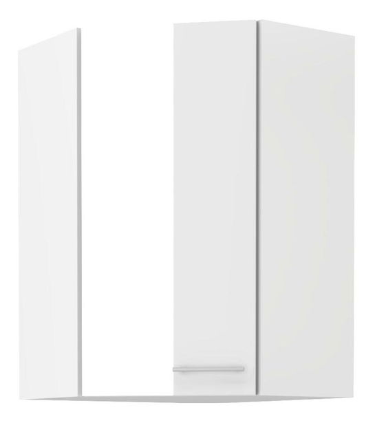 Horná rohová kuchynská skrinka Lavera 60x60 GN-90 1F (45°) (korpus: biela + front: lesk biely)