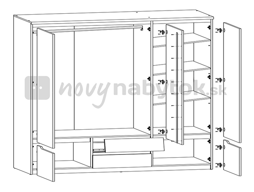 Šatníková skriňa BRW July SZF5D2S