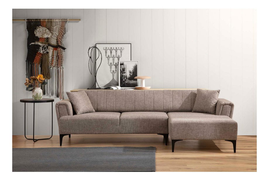 Kutna garnitura Hamletta (D) (svijetlosmeđa + crna)