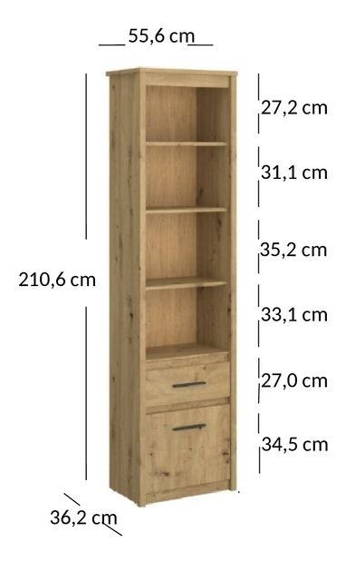 Regál Andra 1D1S (artisan tölgy)