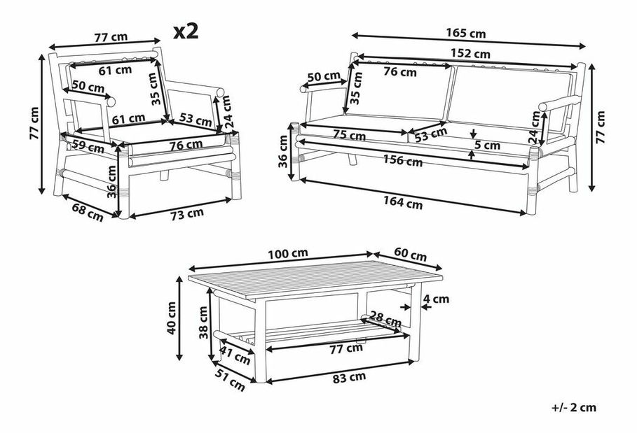 Kerti garnitúra Ruchbach (világos fa) 