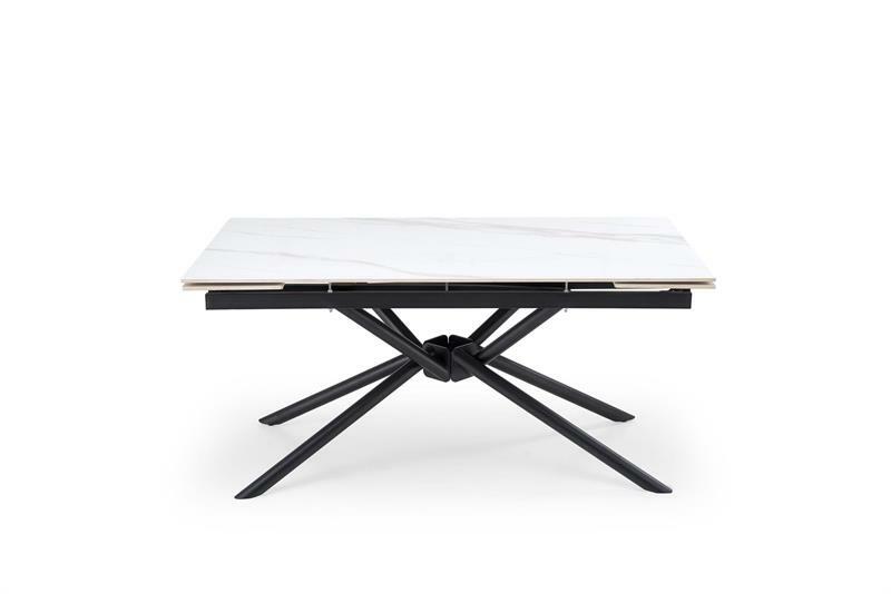 Rozkladací jedálenský stôl Victory (biely mramor + čierna) *výpredaj