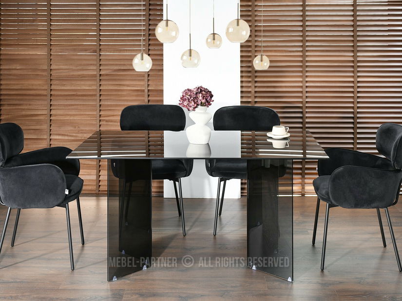 Masă sufragerie Fernandez (sticlă fumurie)