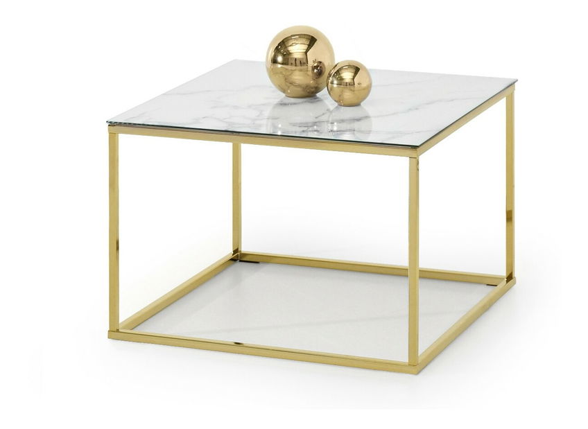 Dohányzóasztal Bella M (fehér márvány + arany)