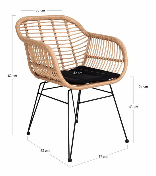 Záhradná stolička Tinselia 1 (prírodná)