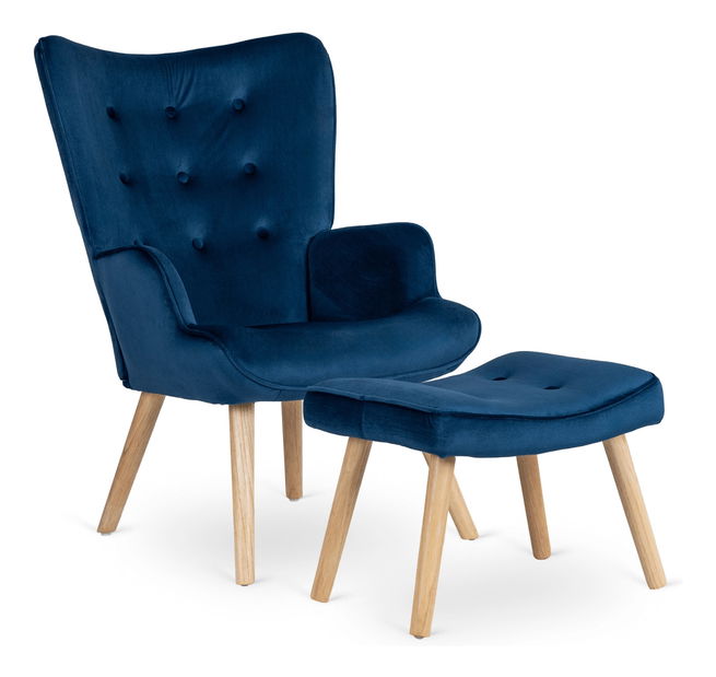 Fotelja s naslonom za noge Lombardi (mornarsko plava) 