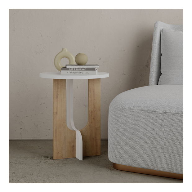 Măsuță laterală Leilani ( Alb + stejar)