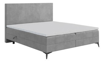 Manželská posteľ Boxspring 160 cm Ricky (sivá) (s matracom a úl. priestorom)