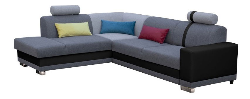 Rohová sedačka Veta (tmavosivá + svetlosivá + čierna) (L)