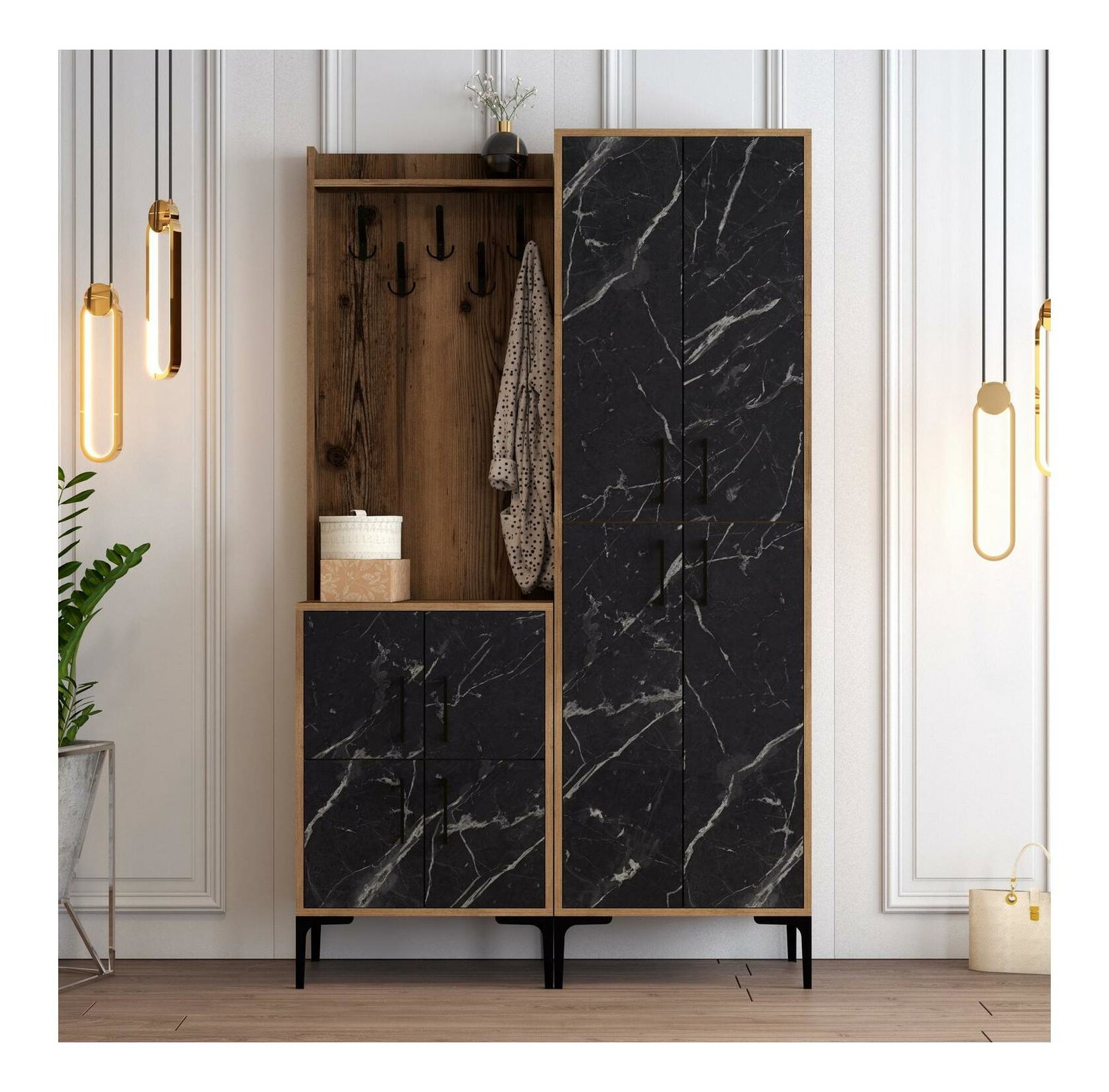 Mobilier hol Betina BA (Nuc + Negru)