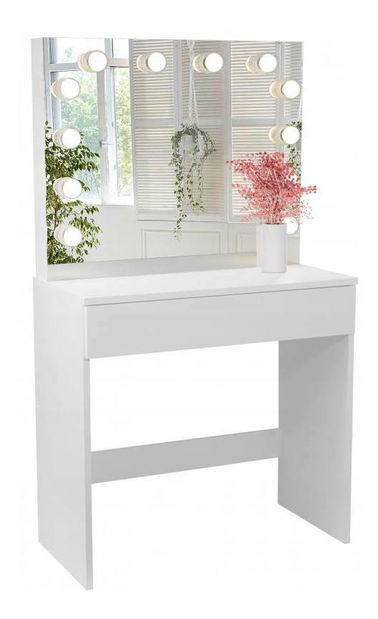 Toaletný stolík Glamorous (s LED osvetlením) (biela)