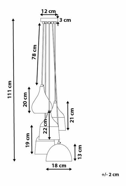 Závesná lampa Sendai (čierna)