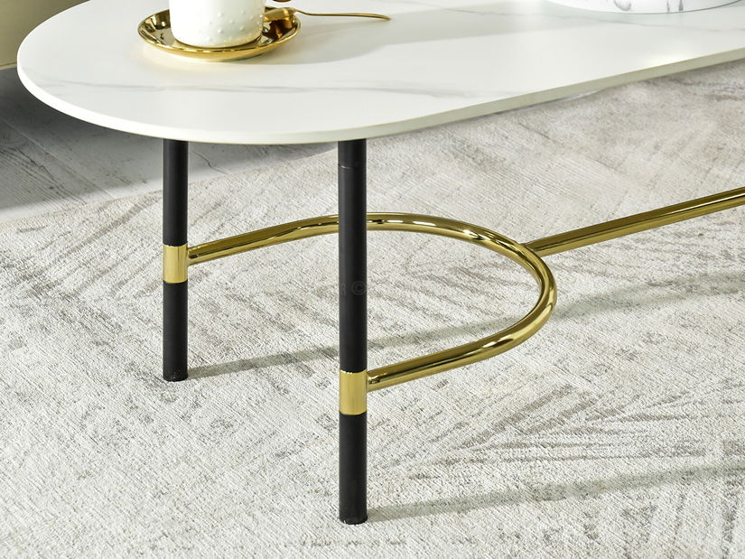 Măsuță de cafea Lamka (marmură albă + negru)