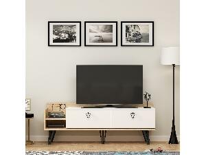 TV asztal/szekrény Limaka (tölgy + fehér) 