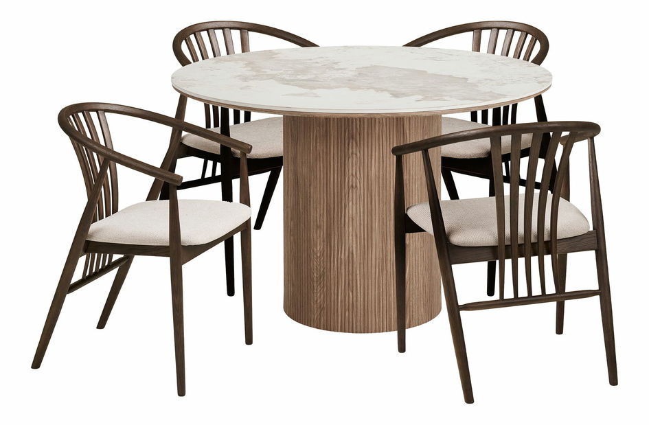 Jedálenský set Aiatina (biela + tmavohnedá)