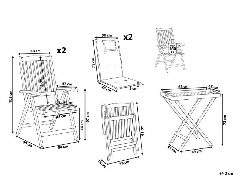 Set pentru grădină TRATORIA (Crem) (pentru 2 persoane)