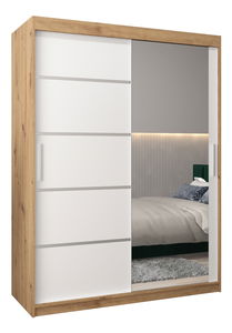Dulap de haine 150 cm cu oglindă Verika 2 150 (stejar artisan + alb)
