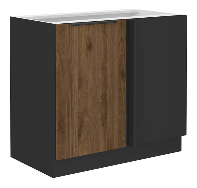 Dulap inferior de bucătărie Manana 105 ND 1F BB (Cadru: negru mat + front: nuc okapi)