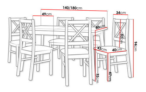 Set sufragerie (pentru 6 persoane) Amici AL43 (stejar grandson + bej deschis + alb)