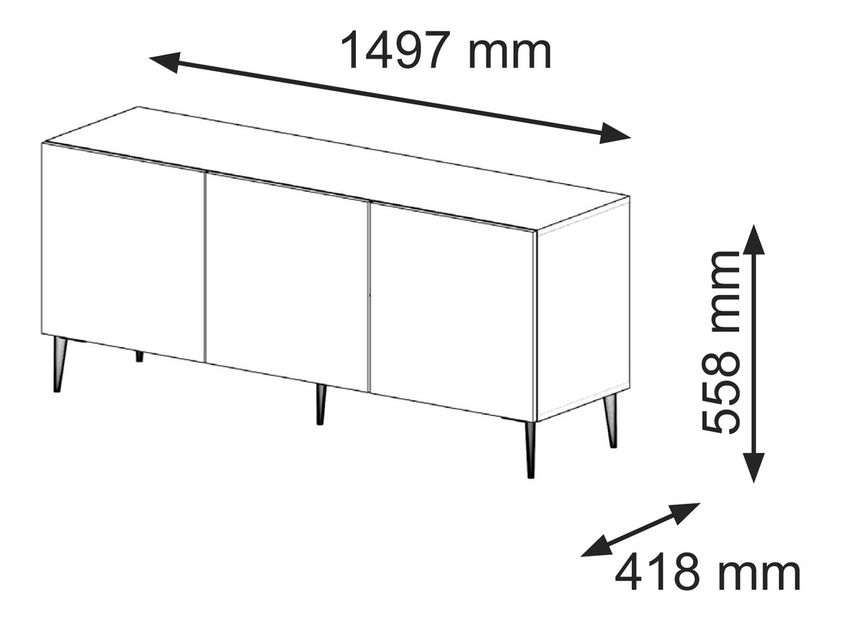 Masă TV C 3D 150 Rowanna (Negru lucios + Auriu)