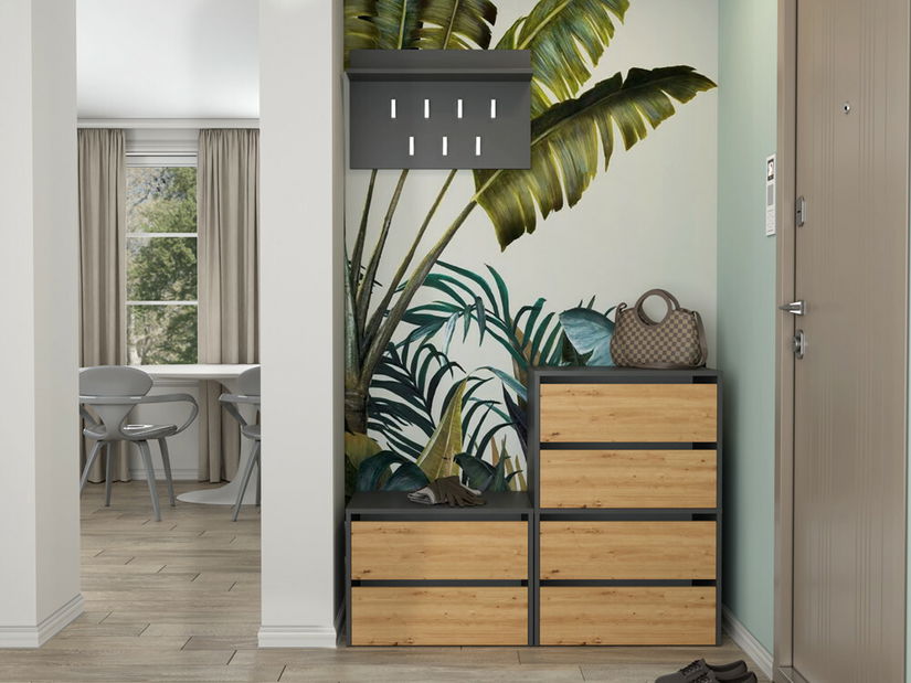 Botník (skrinka na topánky) Metido 1 (antracit + dub artisan)