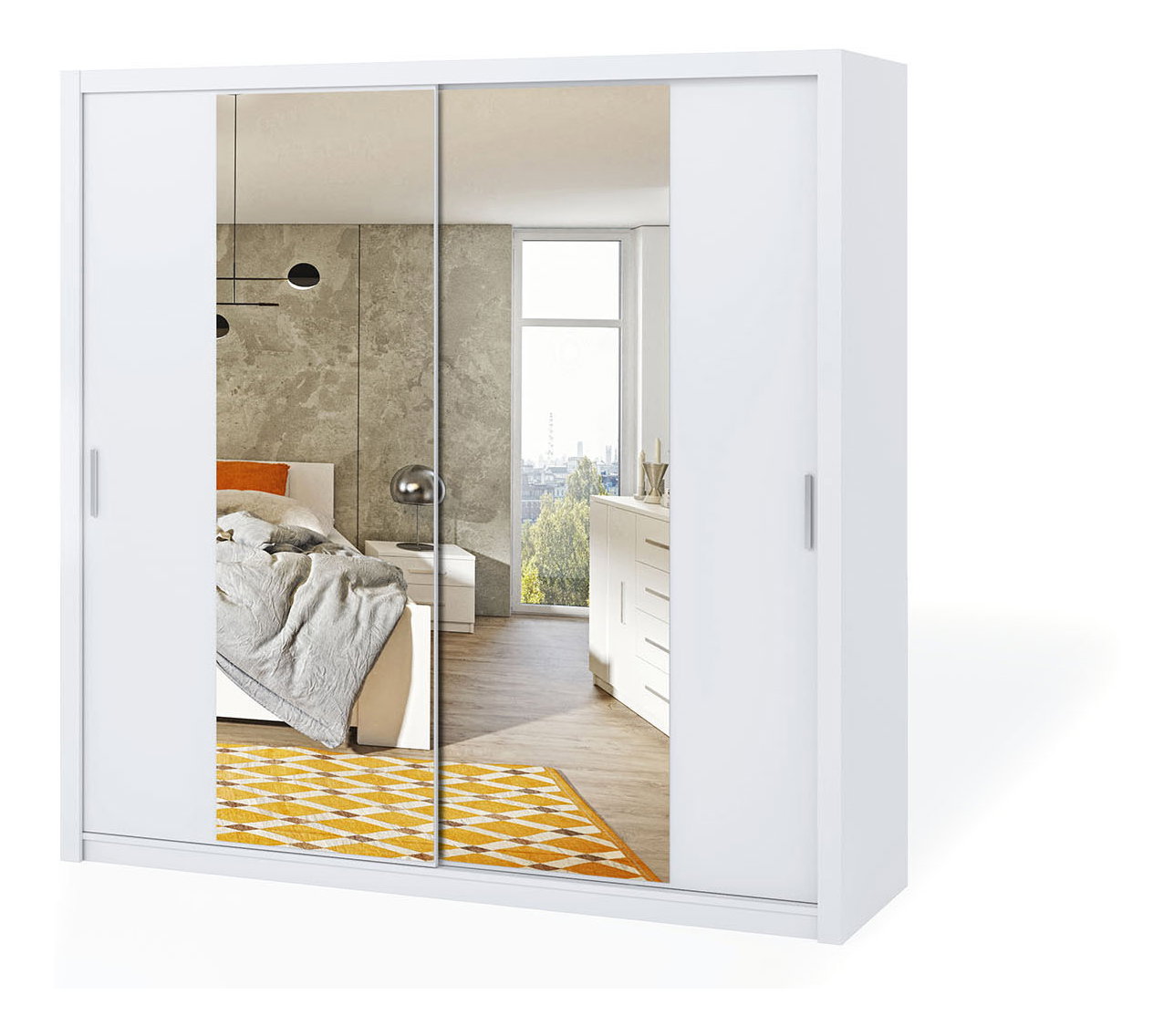 Ruhásszekrény Bonaparte SZ220 (fehér) (tükörrel)