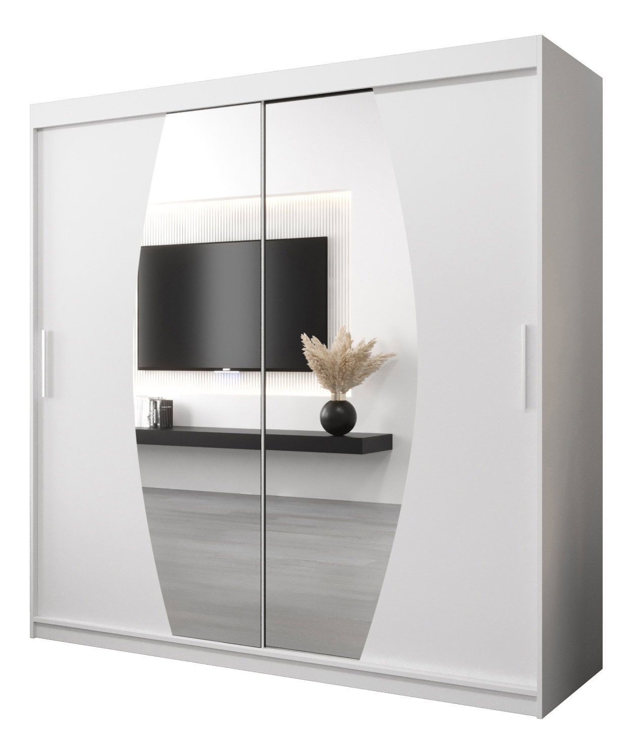 Ruhásszekrény 200 cm Eclipse (matt fehér + matt fehér)