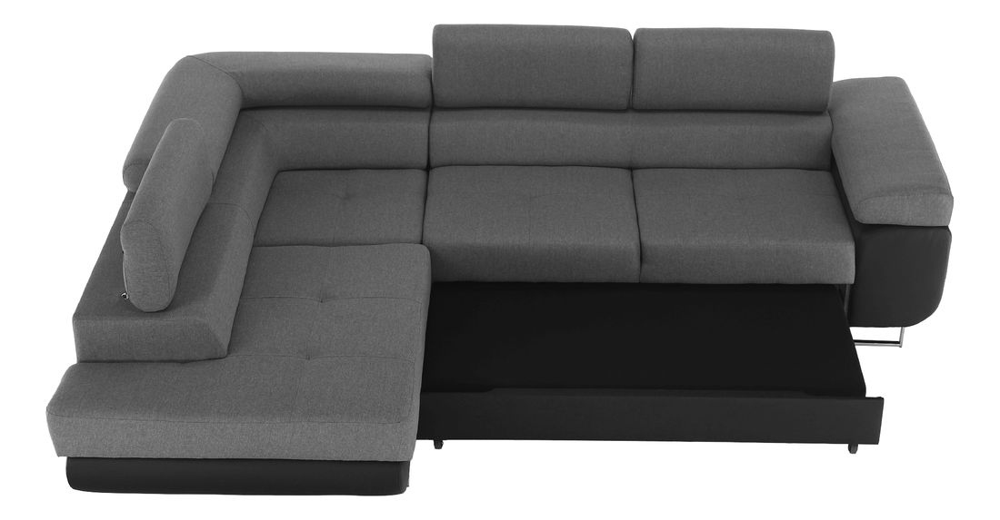 Kutna garnitura Geller (D) (crna + siva)