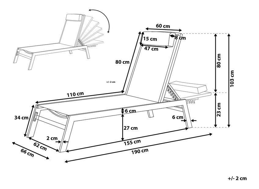 Vrtna ležaljka Campania (crna) *rasprodaja
