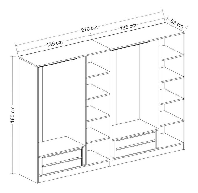 Šatníková skriňa Kalia 3834 (biela)