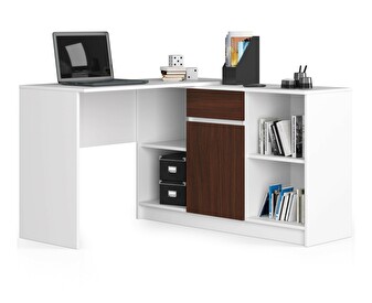 Sarok PC asztal Bahar  (fehér + wenge)