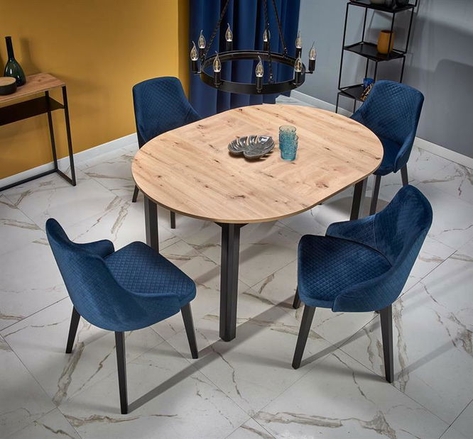 Blagovaonski stol na razvlačenje 102-142 cm Ralllon (crna) (za 4 do 6 osoba)